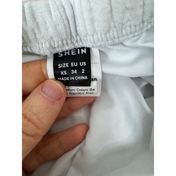 Waffle Knit Pants 100% Cotton Drawstring White Pockets Shein Size 2 XS - Picture 5 of 8